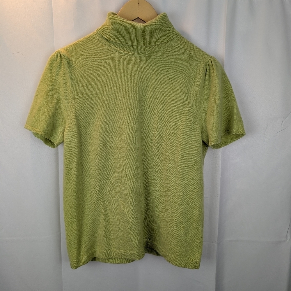Linea Cashmere Green Turtleneck Women's Top Size XL In EUC